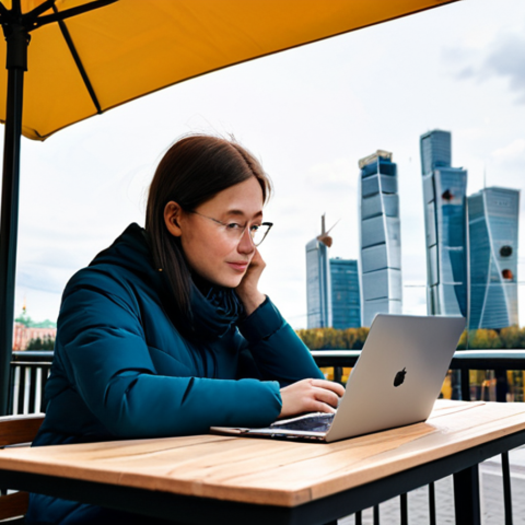디지털 학습의 기술적 측면 - **"Digital Nomad Studying":** A student fully clothed in casual attire sits at an outdoor cafe table...