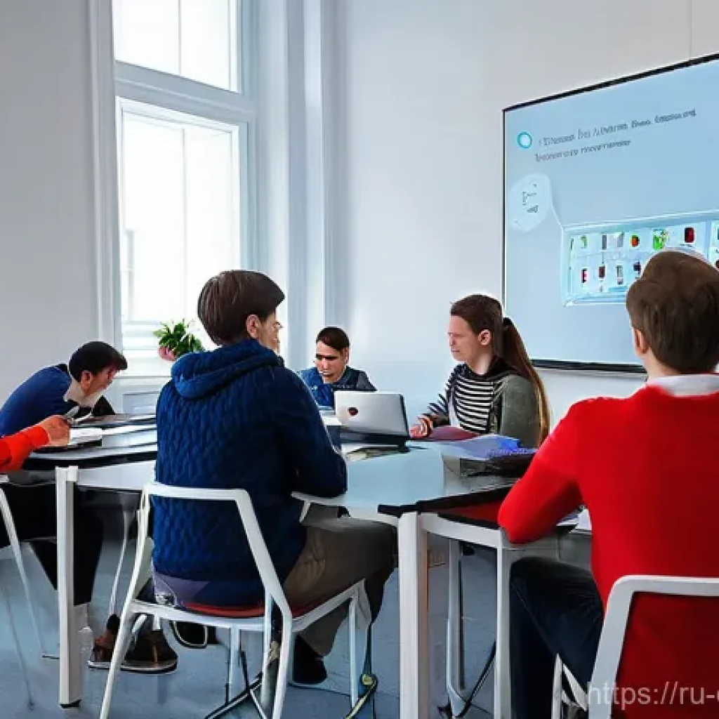 디지털 교육에서의 블렌디드 학습 - **Prompt 1: Modern Blended Learning in a Russian University**
"A dynamic, brightly lit universit...