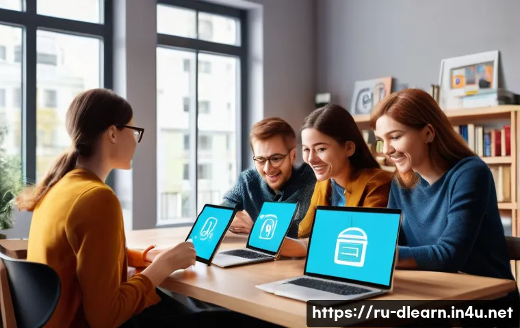 디지털 학습의 교육 모델 - A modern online learning environment showing a diverse group of adult students engaged in a virtual ...