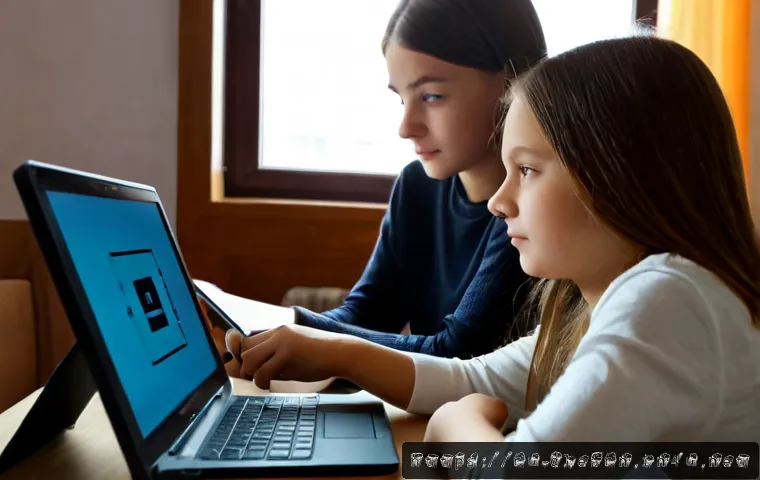 디지털 학습에서의 프라이버시 - Photorealistic Russian mother and teenage daughter studying together at a tidy apartment desk in Mos...